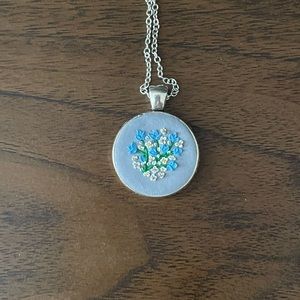 Hand sculpted clay floral tulip necklace